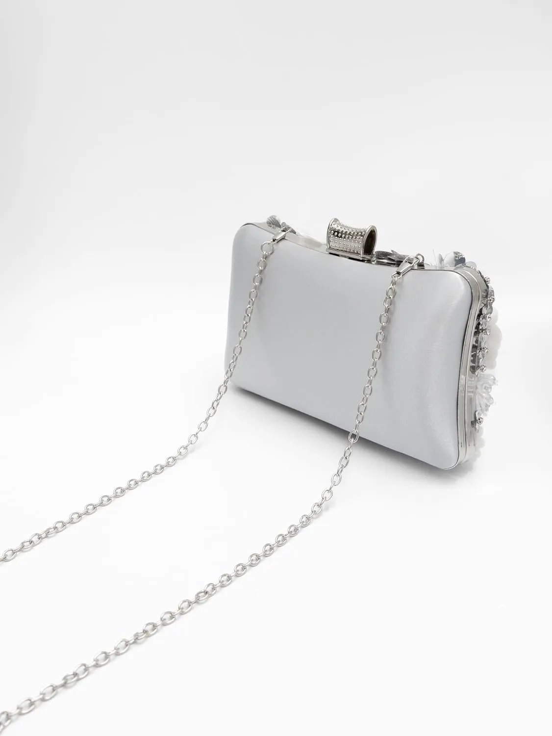 Floral Evening Bag for Women Beaded Clutch Purse with Sequins & Rhinestone Wedding Party Handbag with Chains