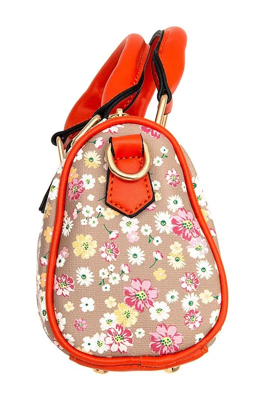 Floral Print Mini Satchel Bag