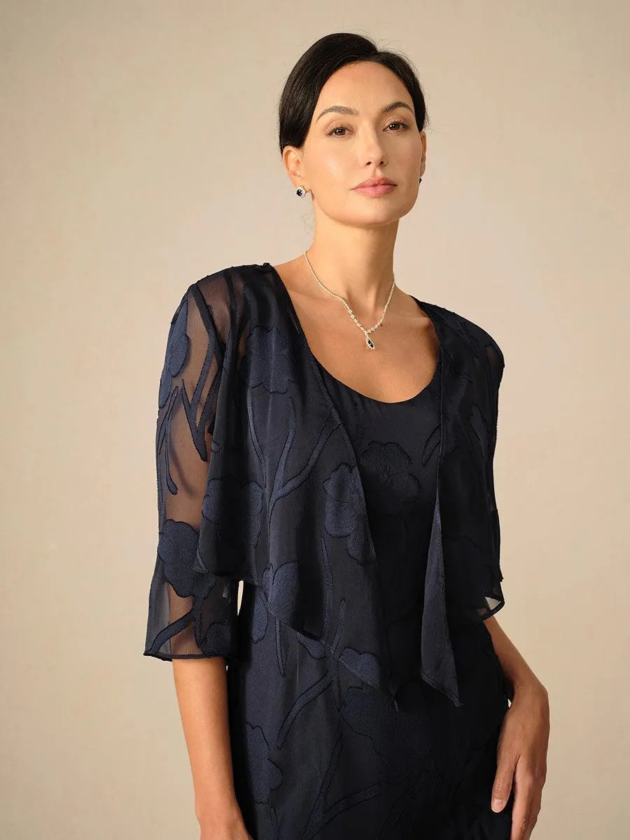 Floral Sheer Chiffon 3/4 Sleeve Cardigan