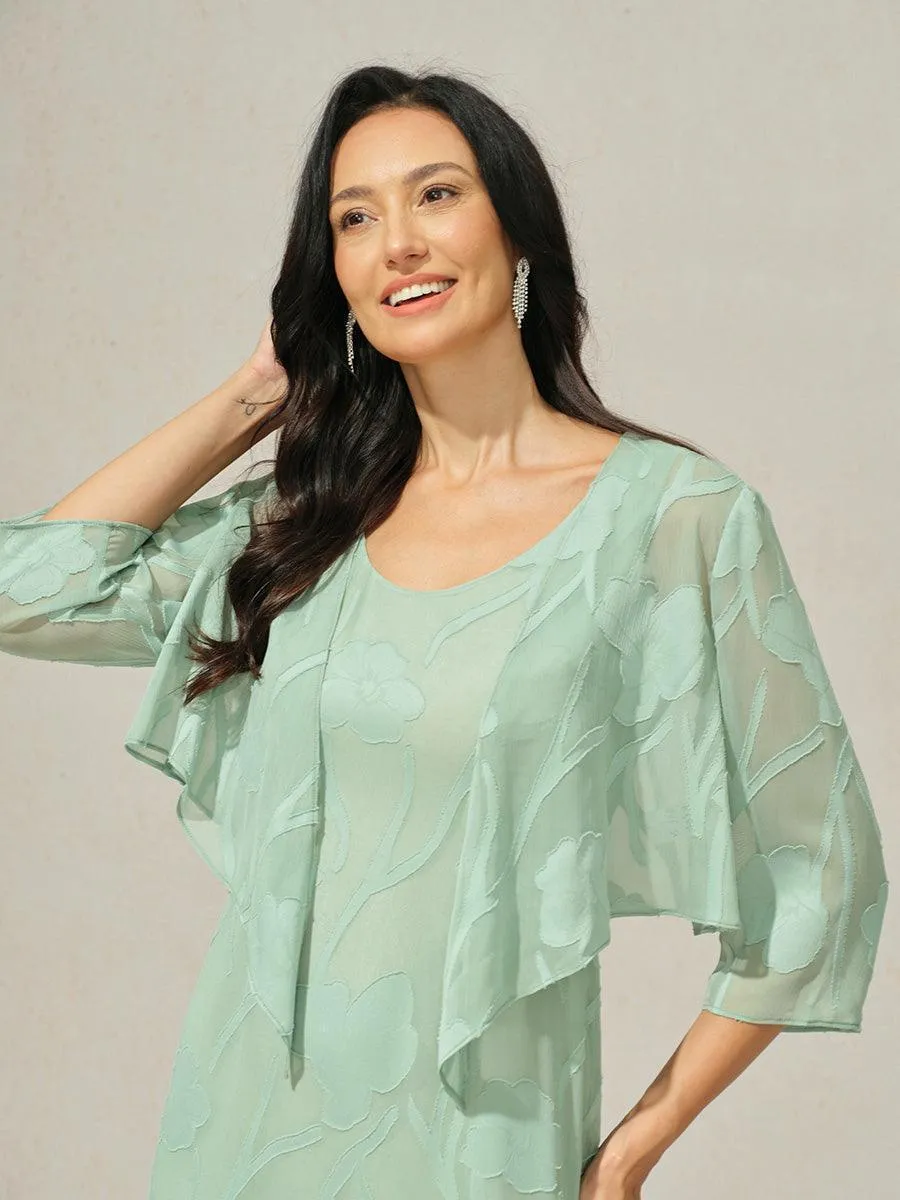 Floral Sheer Chiffon 3/4 Sleeve Cardigan