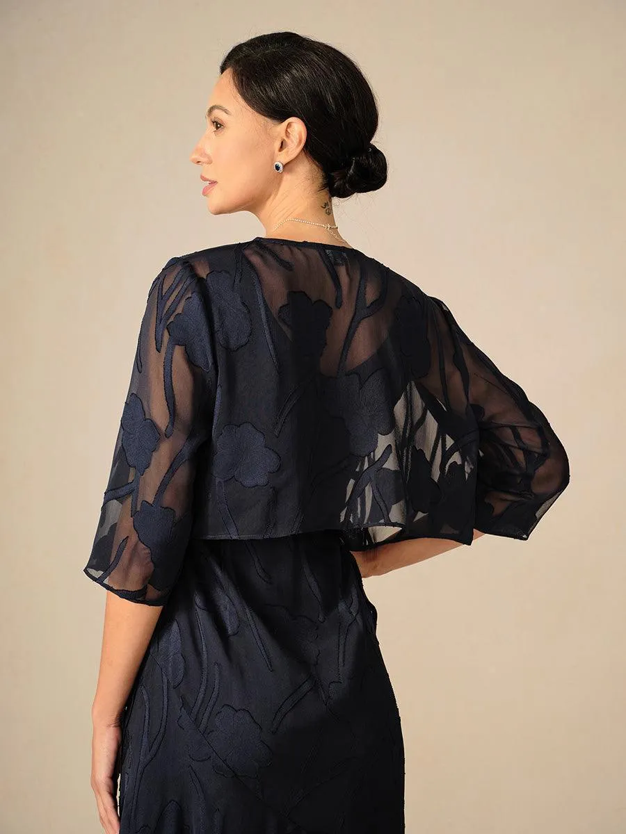 Floral Sheer Chiffon 3/4 Sleeve Cardigan