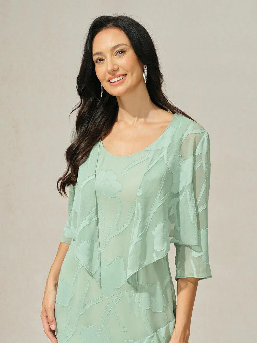 Floral Sheer Chiffon 3/4 Sleeve Cardigan