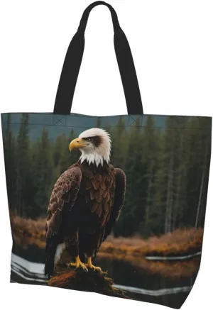 Flying Eagle print Shoulder Handbag, Women Tote Purse, Large Capacity Shopping Bag, Top Handle Bag