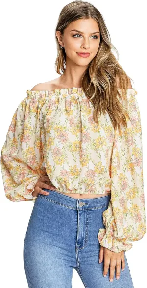 Flying Tomato Women's Boho Style Off Shoulder Blouse