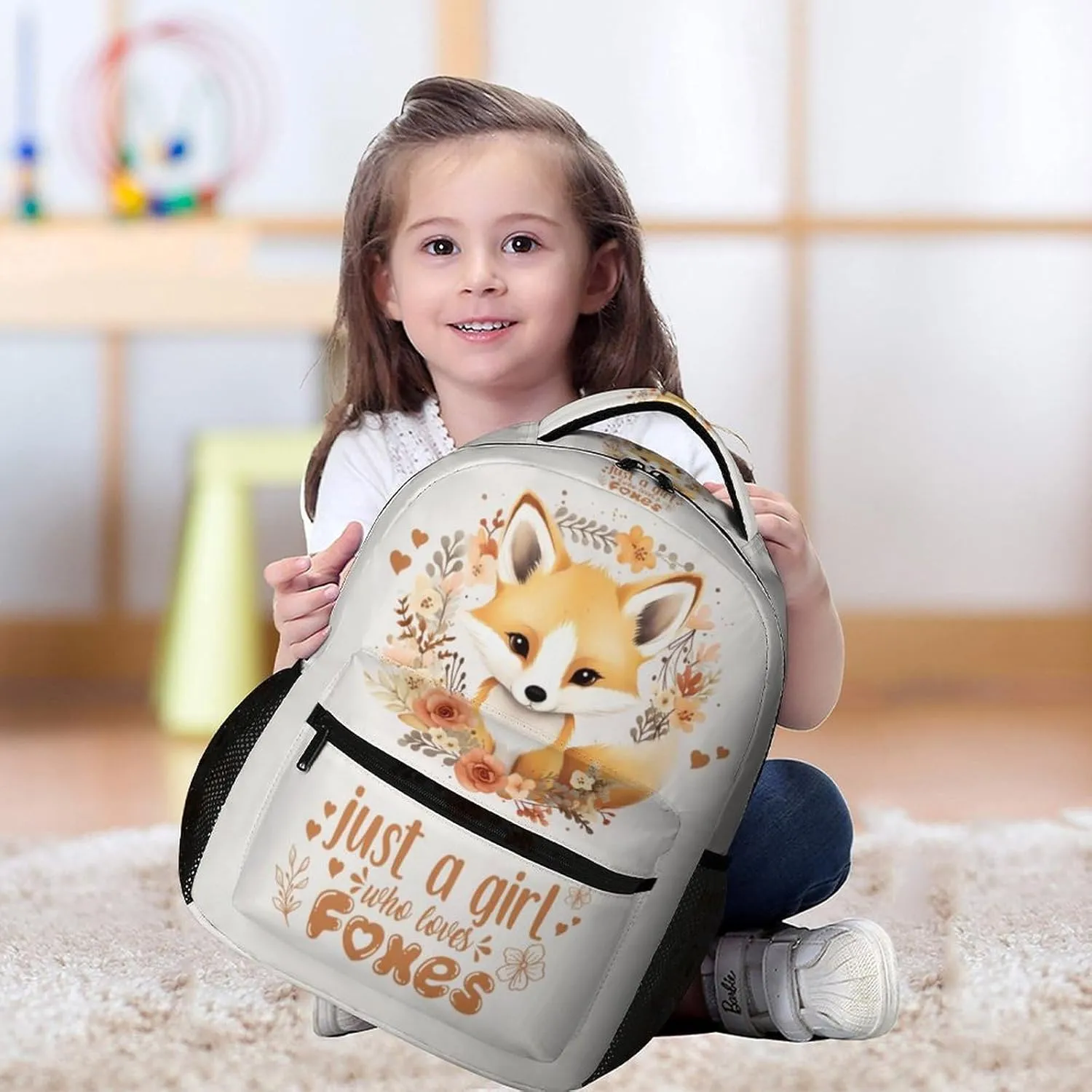 Fox Backpack for Kids Girls Boys School, 16 Inches Cute Foxes Theme Bookbag, Adjustable, Lightweight, Large Capacity, Colorful Daily Casual Animal Backpacks