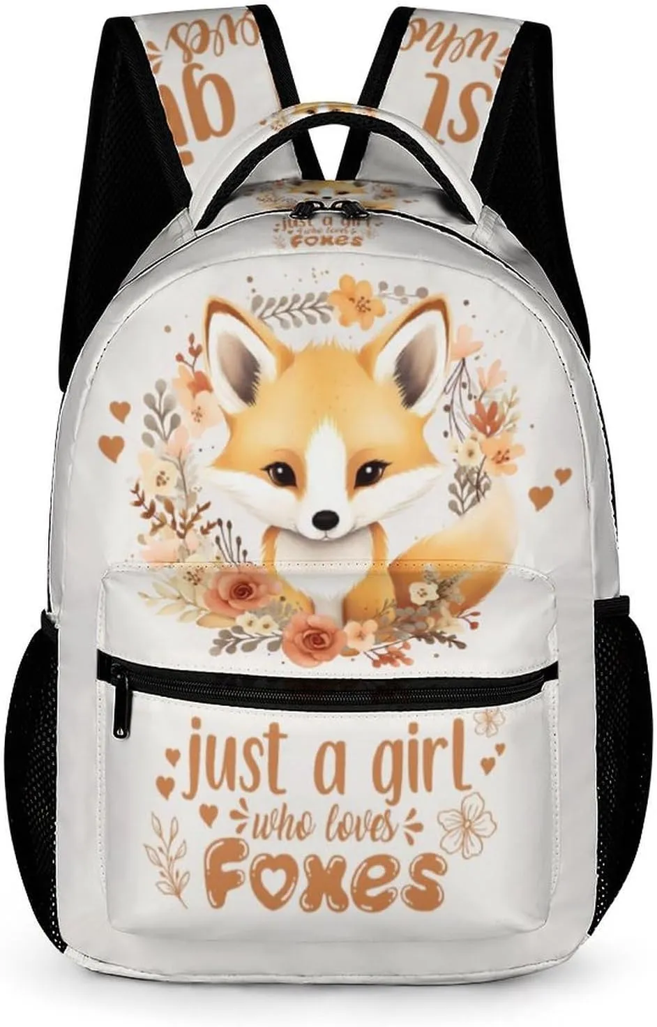 Fox Backpack for Kids Girls Boys School, 16 Inches Cute Foxes Theme Bookbag, Adjustable, Lightweight, Large Capacity, Colorful Daily Casual Animal Backpacks