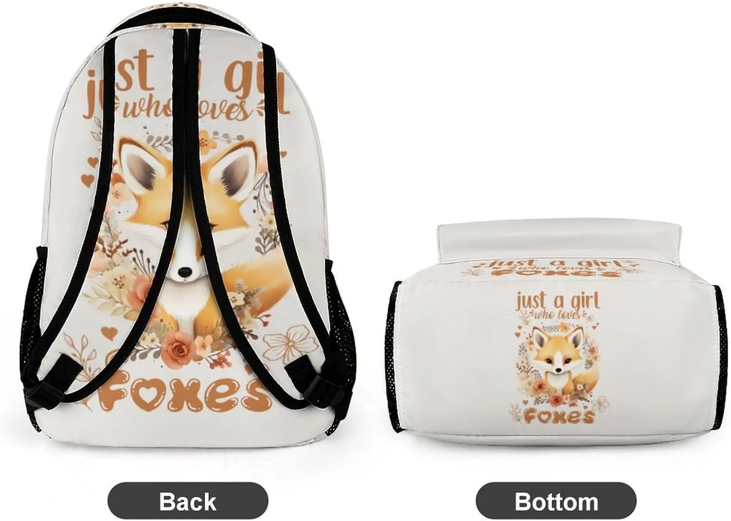 Fox Backpack for Kids Girls Boys School, 16 Inches Cute Foxes Theme Bookbag, Adjustable, Lightweight, Large Capacity, Colorful Daily Casual Animal Backpacks