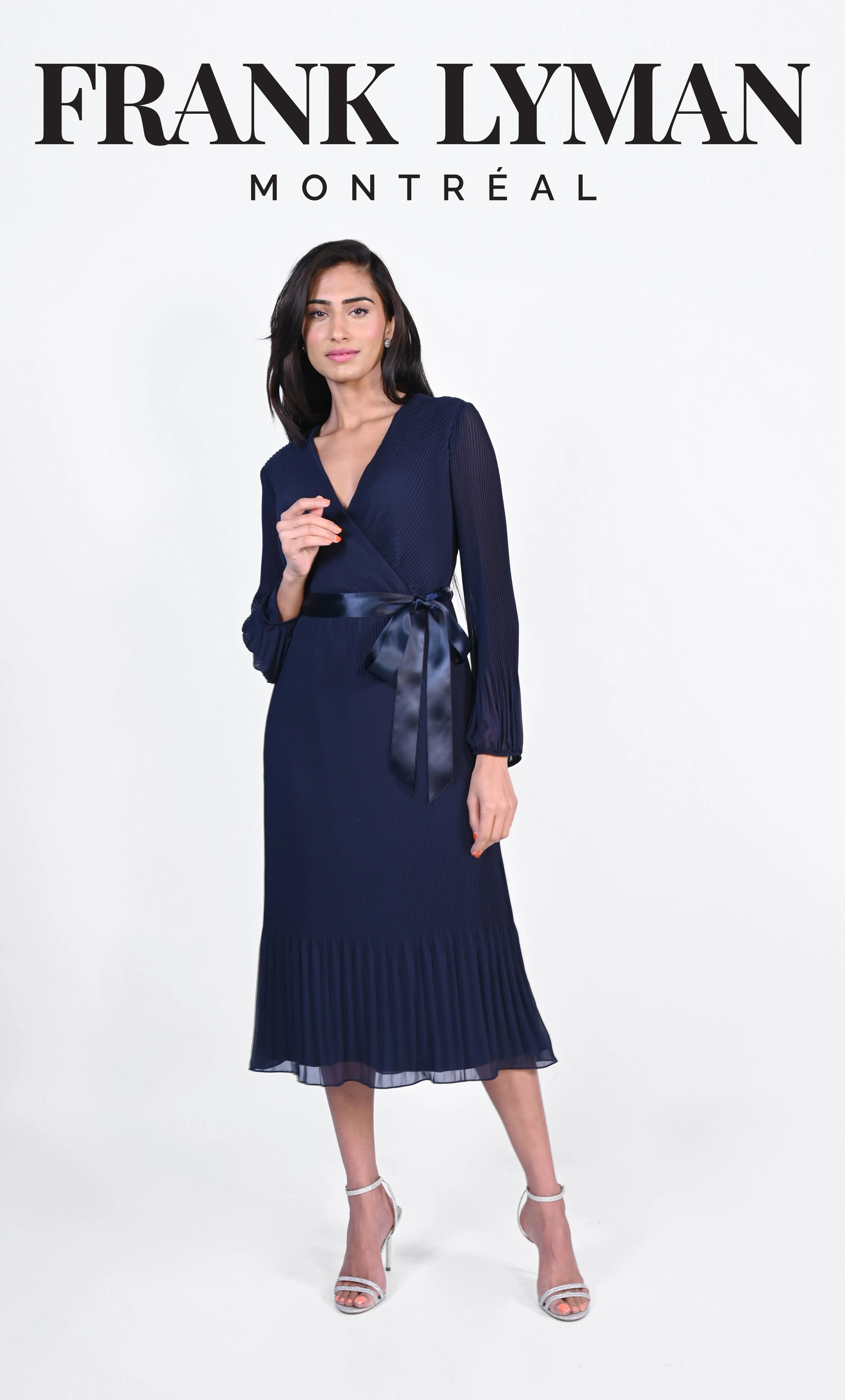 Frank Lyman Sunray Pleat Evening Dress