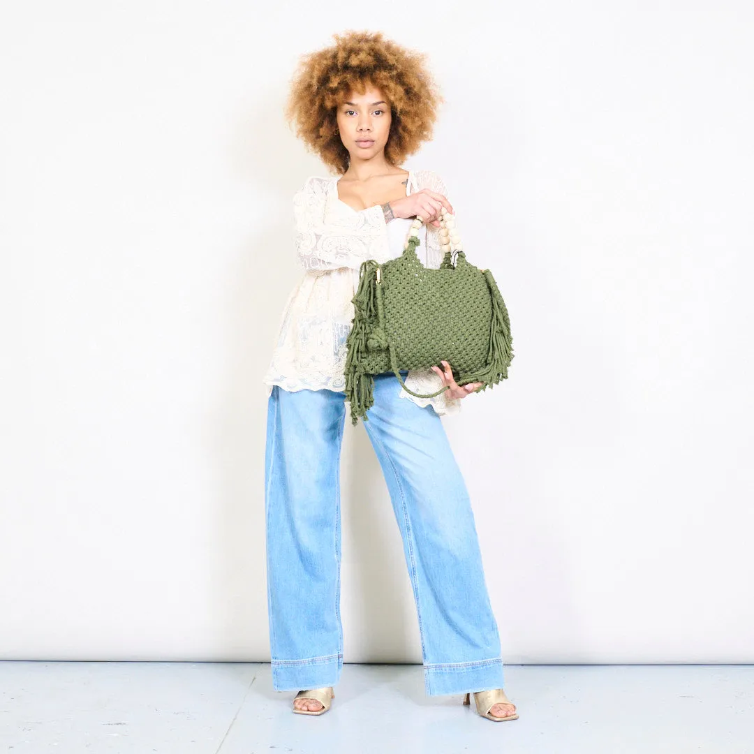 Fringe woven shoulder bag wholesale