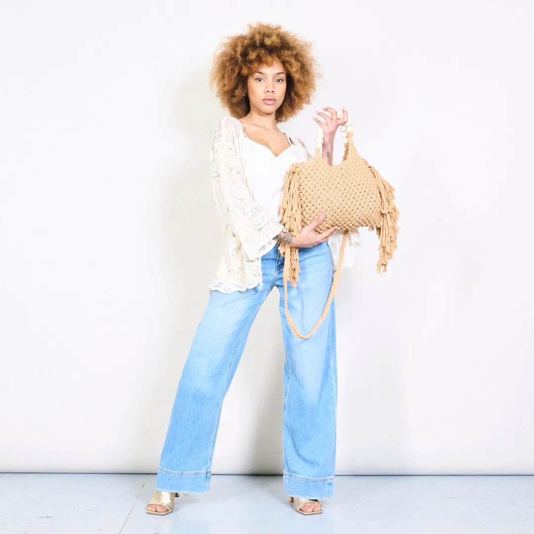 Fringe woven shoulder bag wholesale