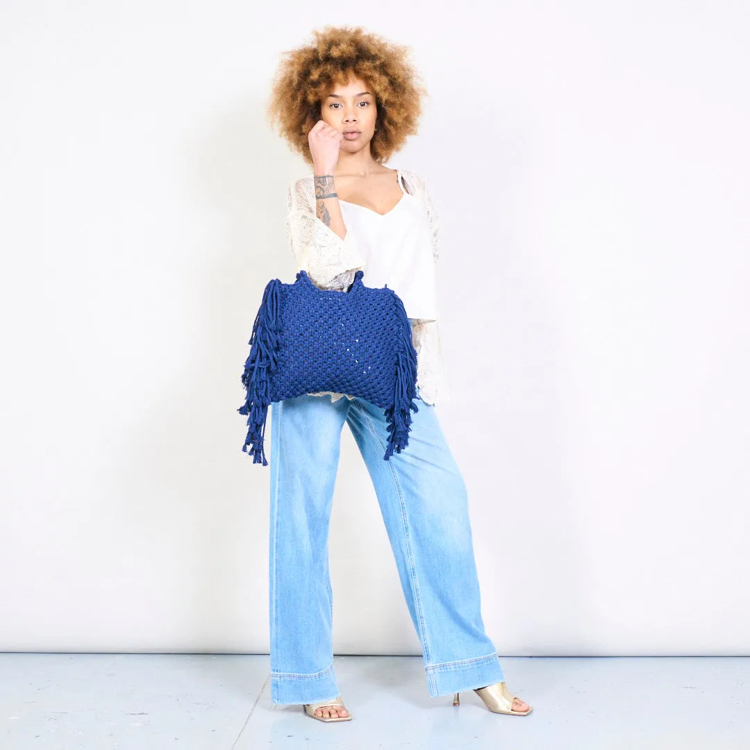 Fringe woven shoulder bag wholesale
