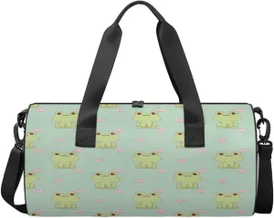 Frog And Lotus Sports Duffel Bag, Gym Tote Bag Waterproof Weekender Travel Bag for Overnight Travel Luggage Workout Women Men