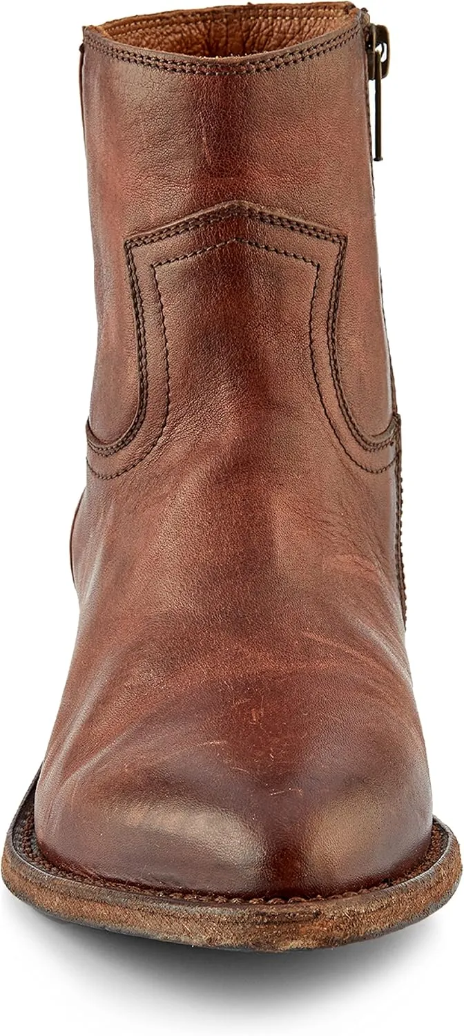 Frye Billy Inside Zip Booties for Women Crafted from Antiqued Leather with Wellington Stitchwork, Brass Hardware - 5 ¾” Shaft