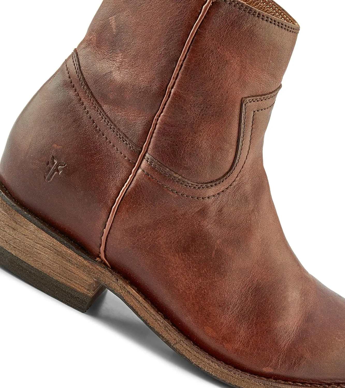 Frye Billy Inside Zip Booties for Women Crafted from Antiqued Leather with Wellington Stitchwork, Brass Hardware - 5 ¾” Shaft