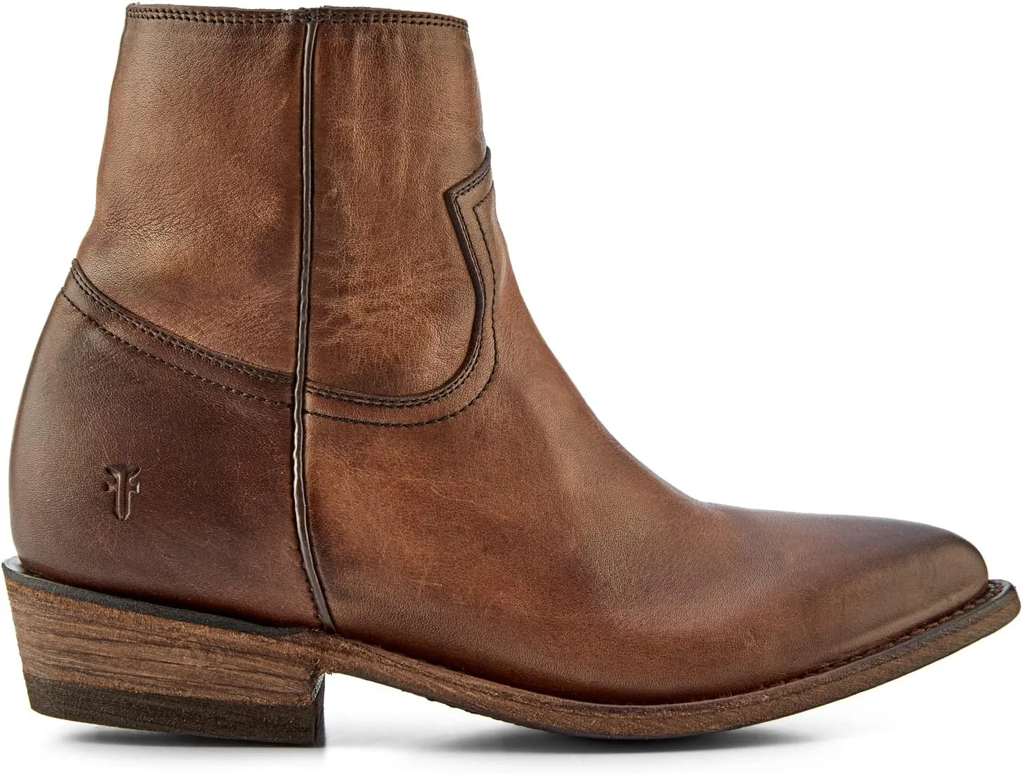 Frye Billy Inside Zip Booties for Women Crafted from Antiqued Leather with Wellington Stitchwork, Brass Hardware - 5 ¾” Shaft