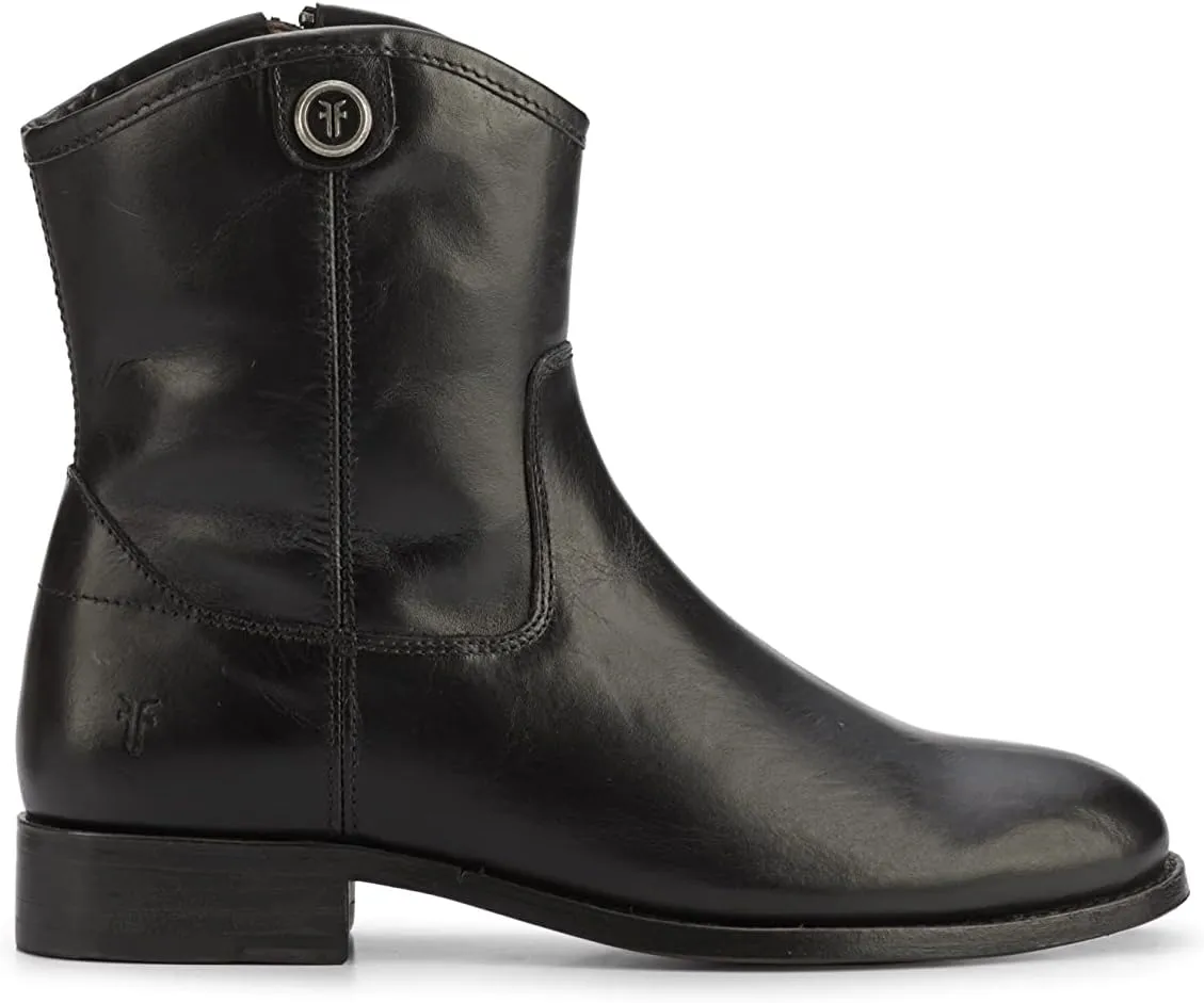 Frye Melissa Button Short 2 Boots for Women Made from Italian Leather with Antique Silver or Brass Hardware, Leather Lining, and Leather Outsole – 7” Shaft Height