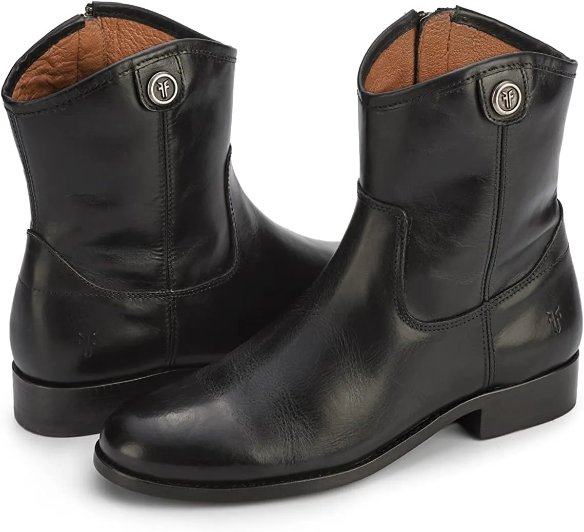 Frye Melissa Button Short 2 Boots for Women Made from Italian Leather with Antique Silver or Brass Hardware, Leather Lining, and Leather Outsole – 7” Shaft Height