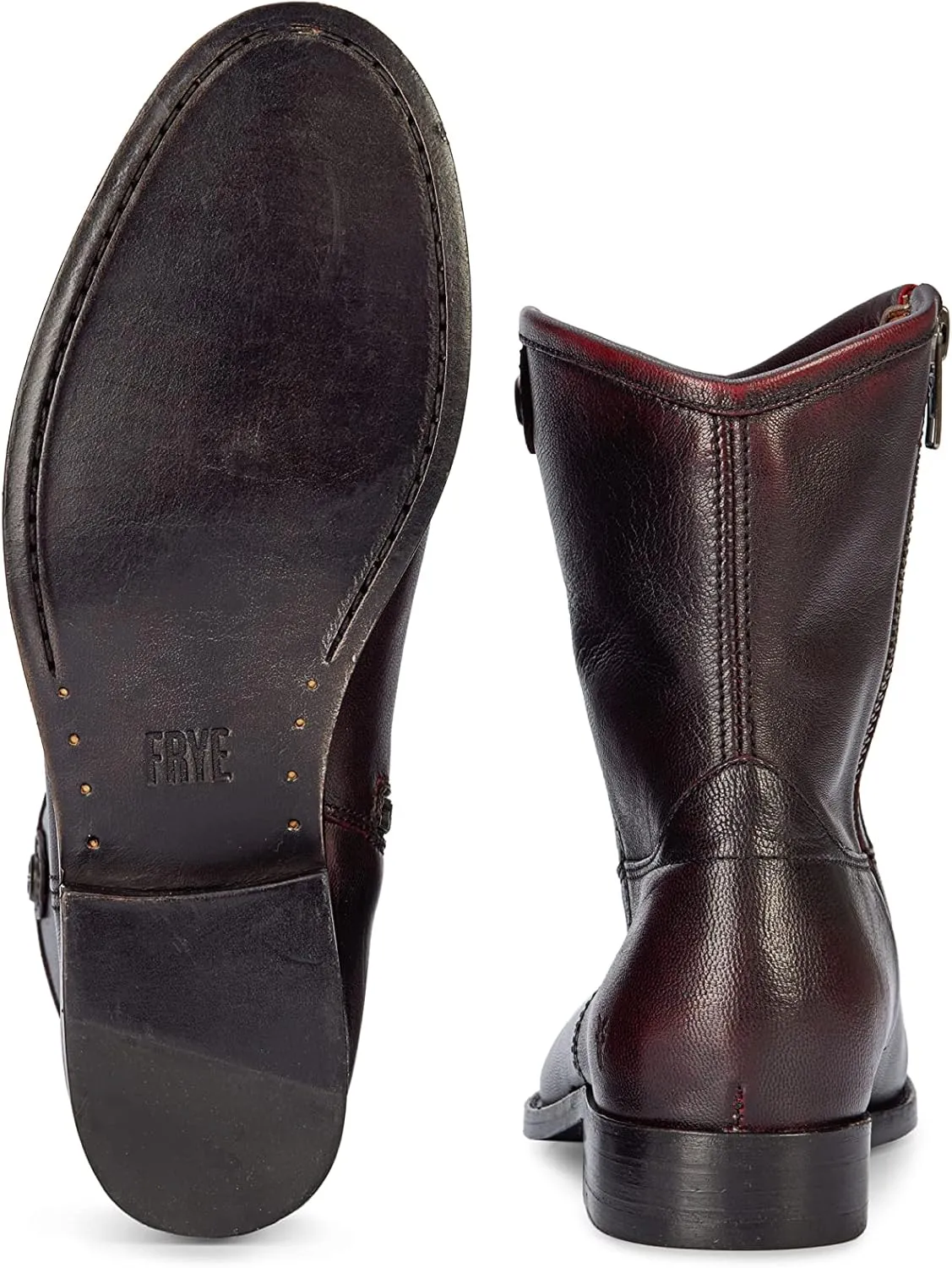 Frye Melissa Button Short 2 Boots for Women Made from Italian Leather with Antique Silver or Brass Hardware, Leather Lining, and Leather Outsole – 7” Shaft Height