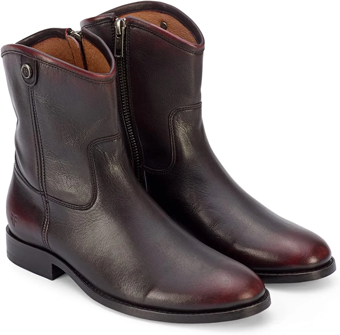 Frye Melissa Button Short 2 Boots for Women Made from Italian Leather with Antique Silver or Brass Hardware, Leather Lining, and Leather Outsole – 7” Shaft Height