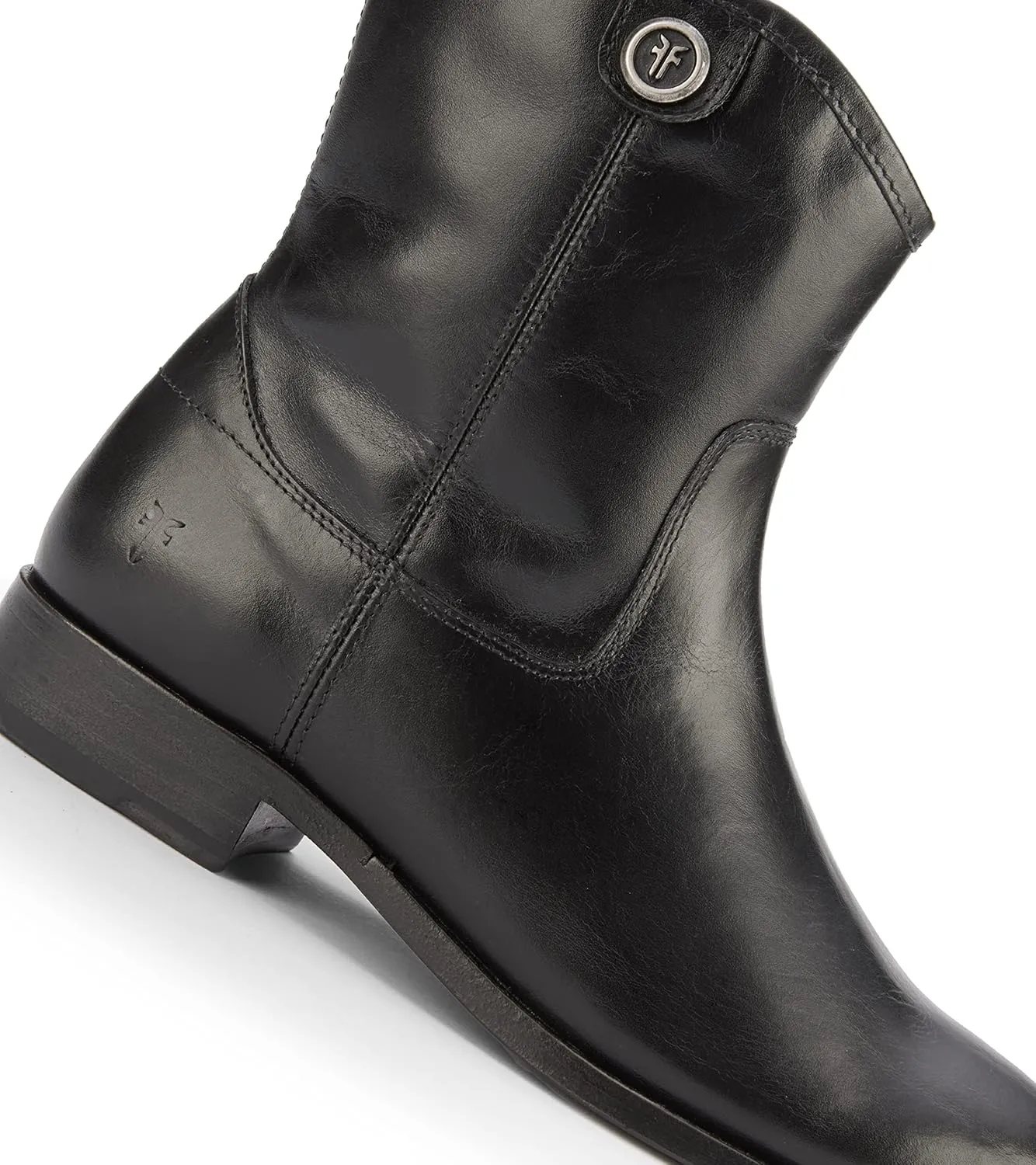 Frye Melissa Button Short 2 Boots for Women Made from Italian Leather with Antique Silver or Brass Hardware, Leather Lining, and Leather Outsole – 7” Shaft Height