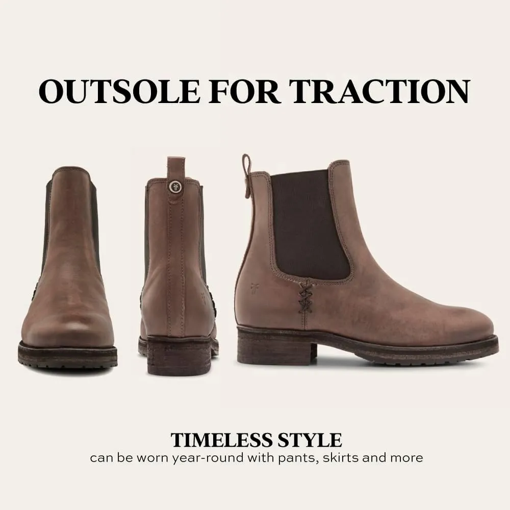 Frye Melissa Chelsea Boots for Women - Rugged and Comfortable Leather Lined Slip On Classics with Leather Outsole and Antique Metal Hardware