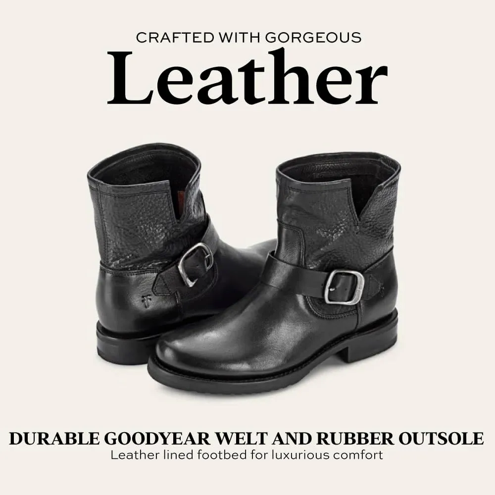 Frye Veronica Booties for Women Made from Full Grain Brush-Off Leather with Antique Metal Hardware and Waterproof, Hand-Stitched Goodyear Welt Construction