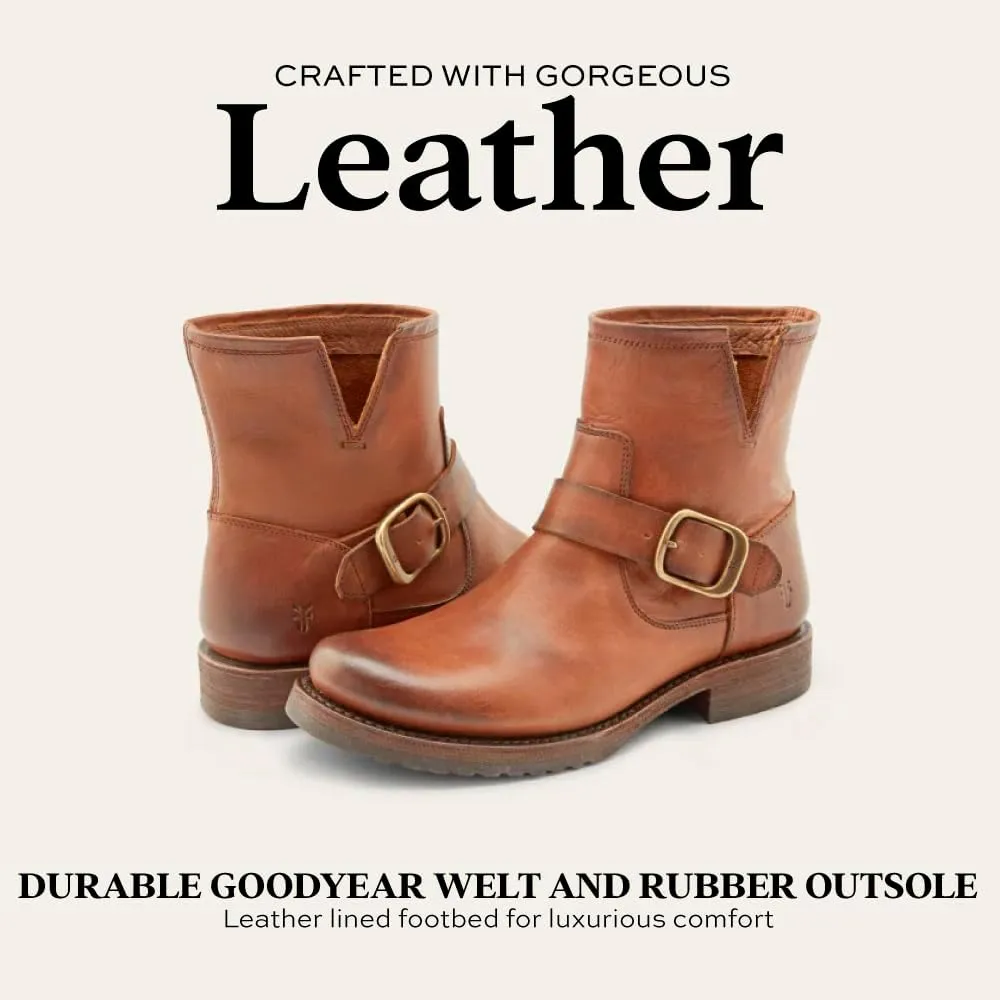Frye Veronica Booties for Women Made from Full Grain Brush-Off Leather with Antique Metal Hardware and Waterproof, Hand-Stitched Goodyear Welt Construction