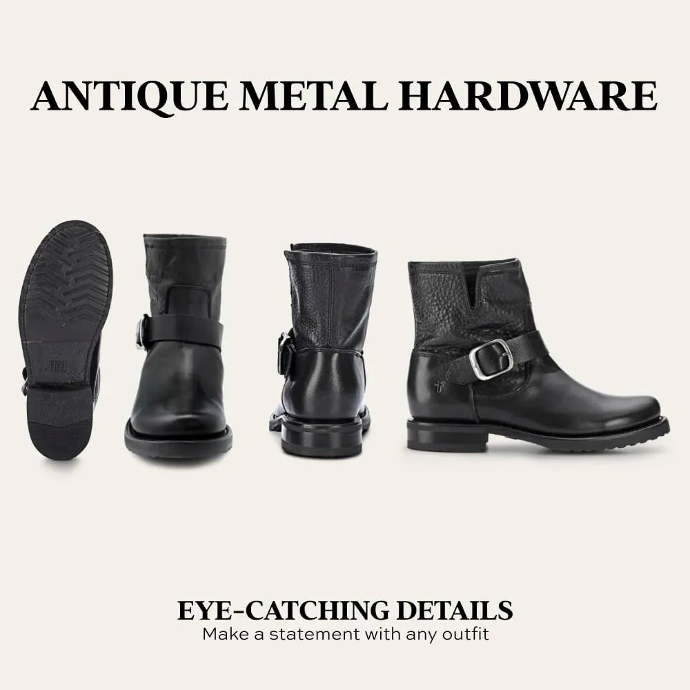 Frye Veronica Booties for Women Made from Full Grain Brush-Off Leather with Antique Metal Hardware and Waterproof, Hand-Stitched Goodyear Welt Construction