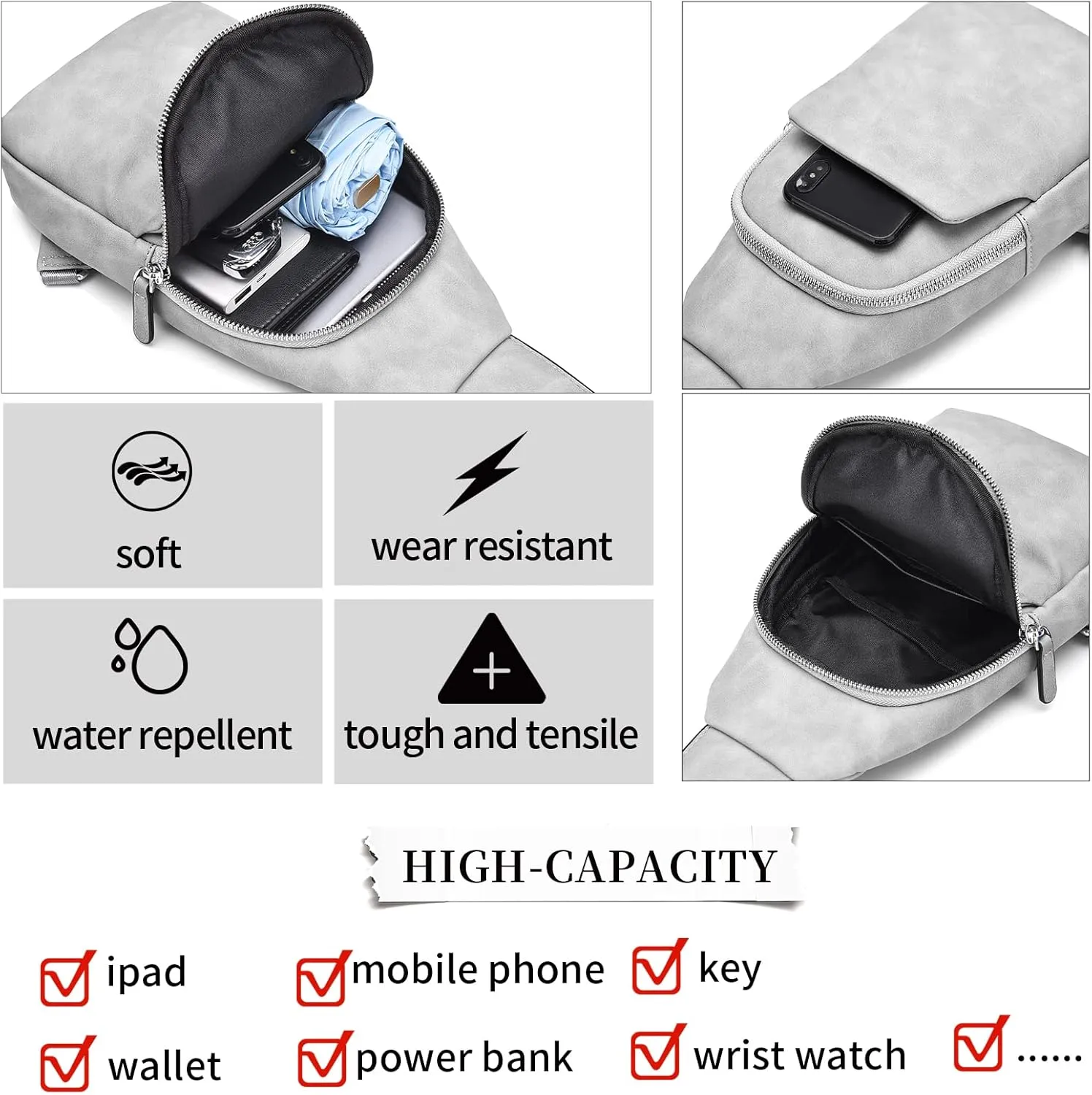 FSD.WG sling Backpack for Men Chest Bag Crossbody Shoulder Bags Travel Bag Purse for Men with Water Resistant