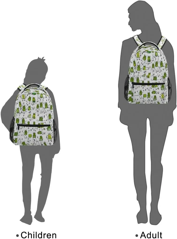 Funny Frogs Pattern Print Travel Backpack for School Water Resistant Bookbag