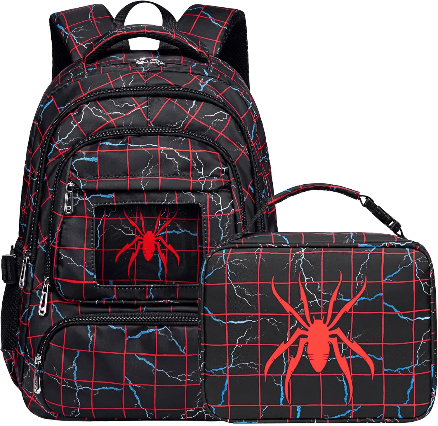 FunnyGifts Boys Backpacks with Lunch Box for Kids School Bookbag with Lunch Bag for Elementary Kindergarten Preschool Sticker for Backpacks Mochila Para Niños 4 5 6 7 8 9 10 11 12