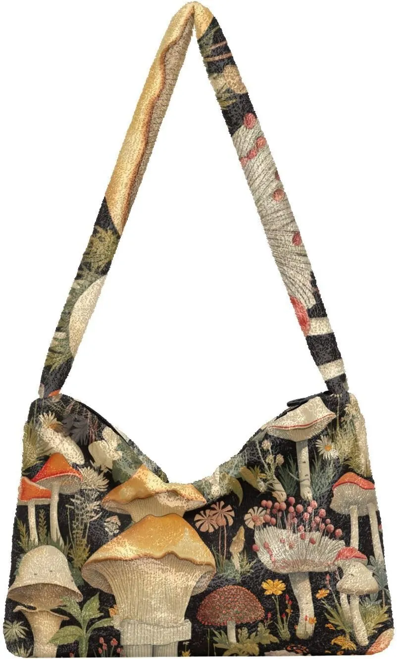 GAIGEO Colorful Forest Mushrooms Woman Shoulder Bag, Shoulder Bag for Women with Zipper, Womens Outdoor Bag