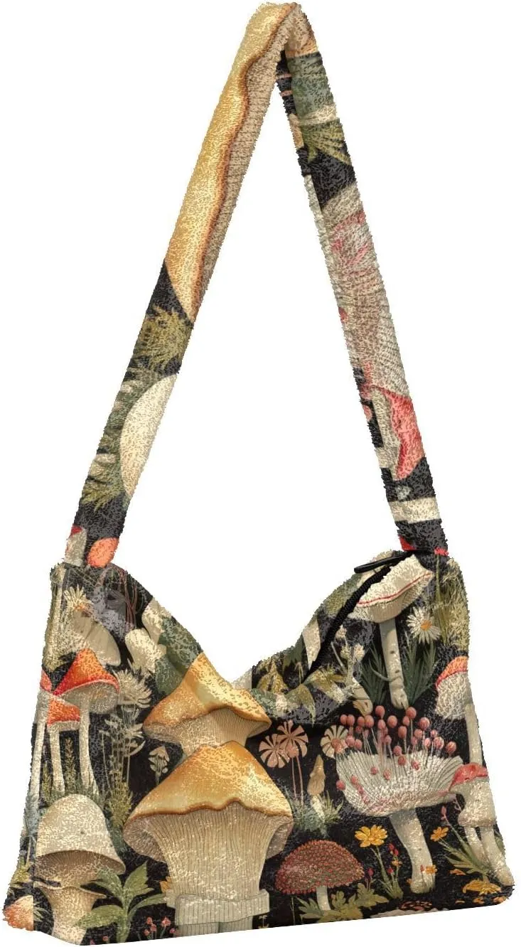 GAIGEO Colorful Forest Mushrooms Woman Shoulder Bag, Shoulder Bag for Women with Zipper, Womens Outdoor Bag