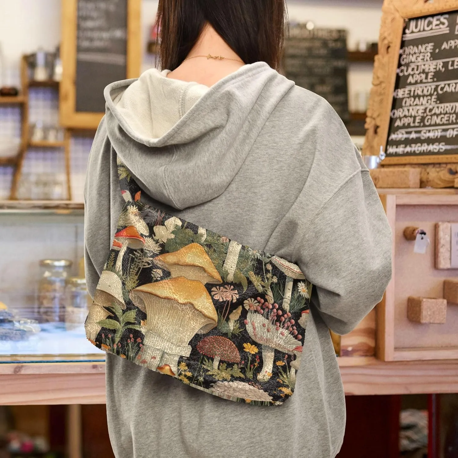 GAIGEO Colorful Forest Mushrooms Woman Shoulder Bag, Shoulder Bag for Women with Zipper, Womens Outdoor Bag