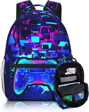 Gamer School Backpack For Boys Abstract Gamepad Boys Backpack For Kids Children Teens Backpacks Ages 6-18