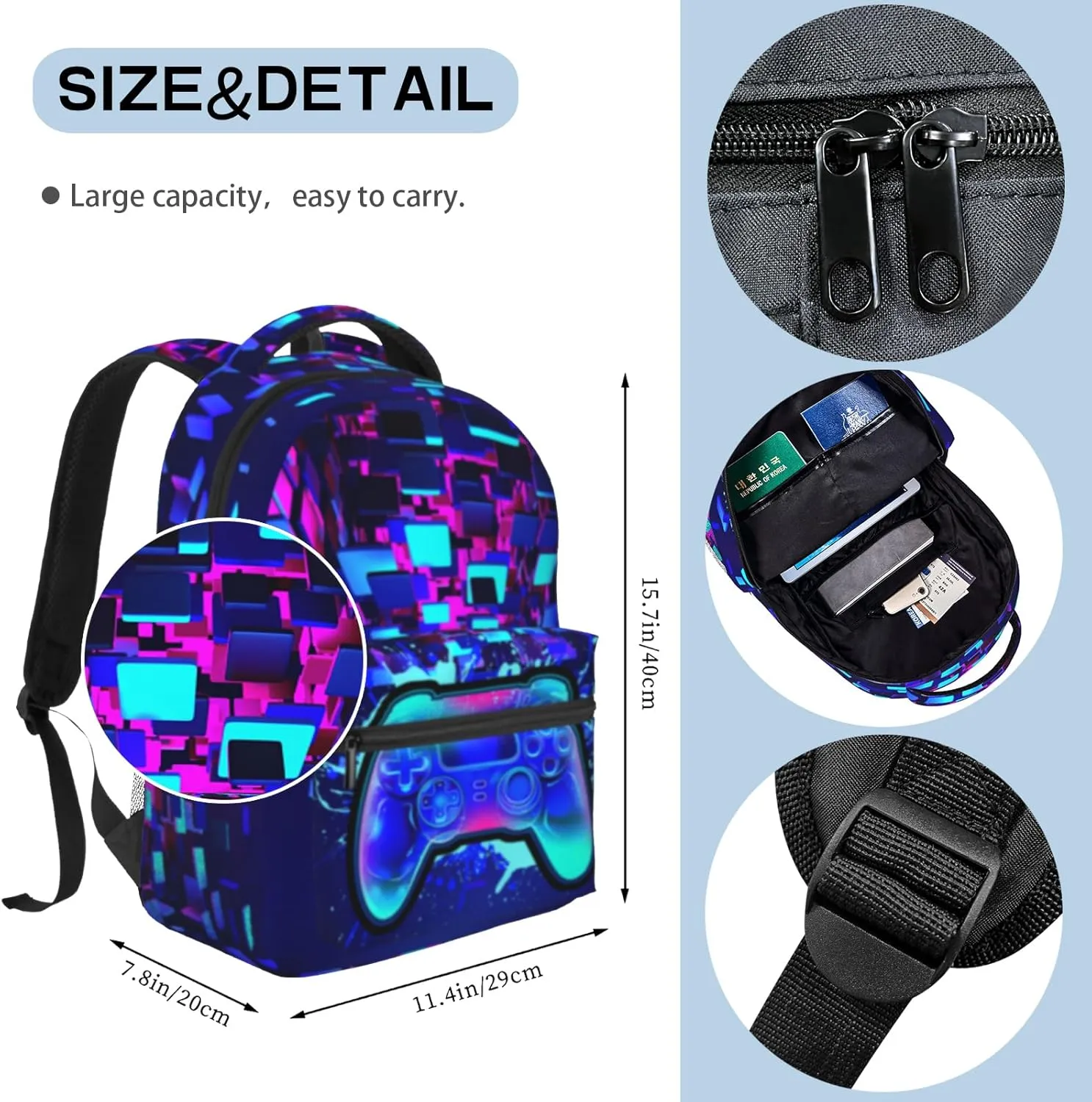 Gamer School Backpack For Boys Abstract Gamepad Boys Backpack For Kids Children Teens Backpacks Ages 6-18
