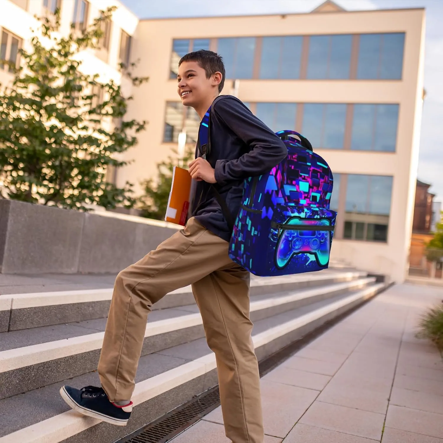 Gamer School Backpack For Boys Abstract Gamepad Boys Backpack For Kids Children Teens Backpacks Ages 6-18