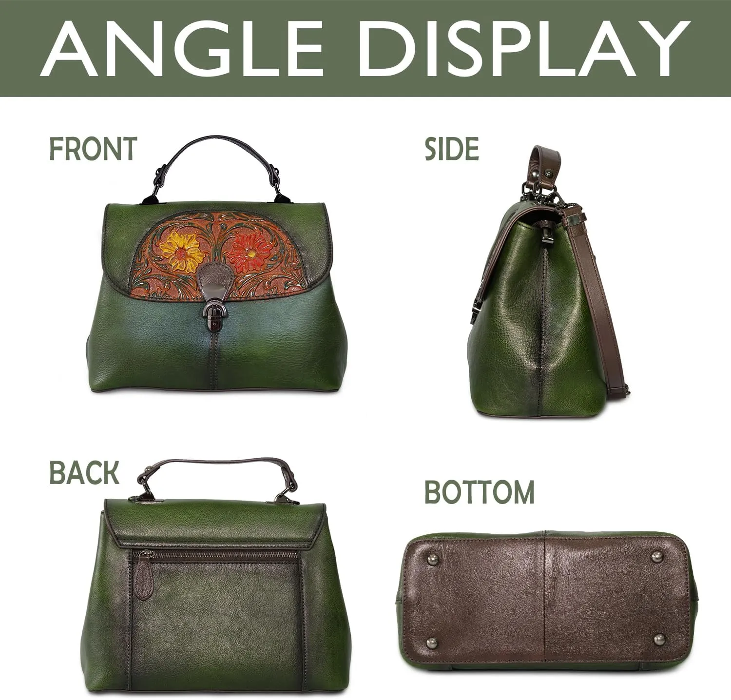 Genuine Leather Satchel for Women Top Handle Bags Handmade Purse Vintage Embossed Leather Crossbody Handbags Hobo Bag