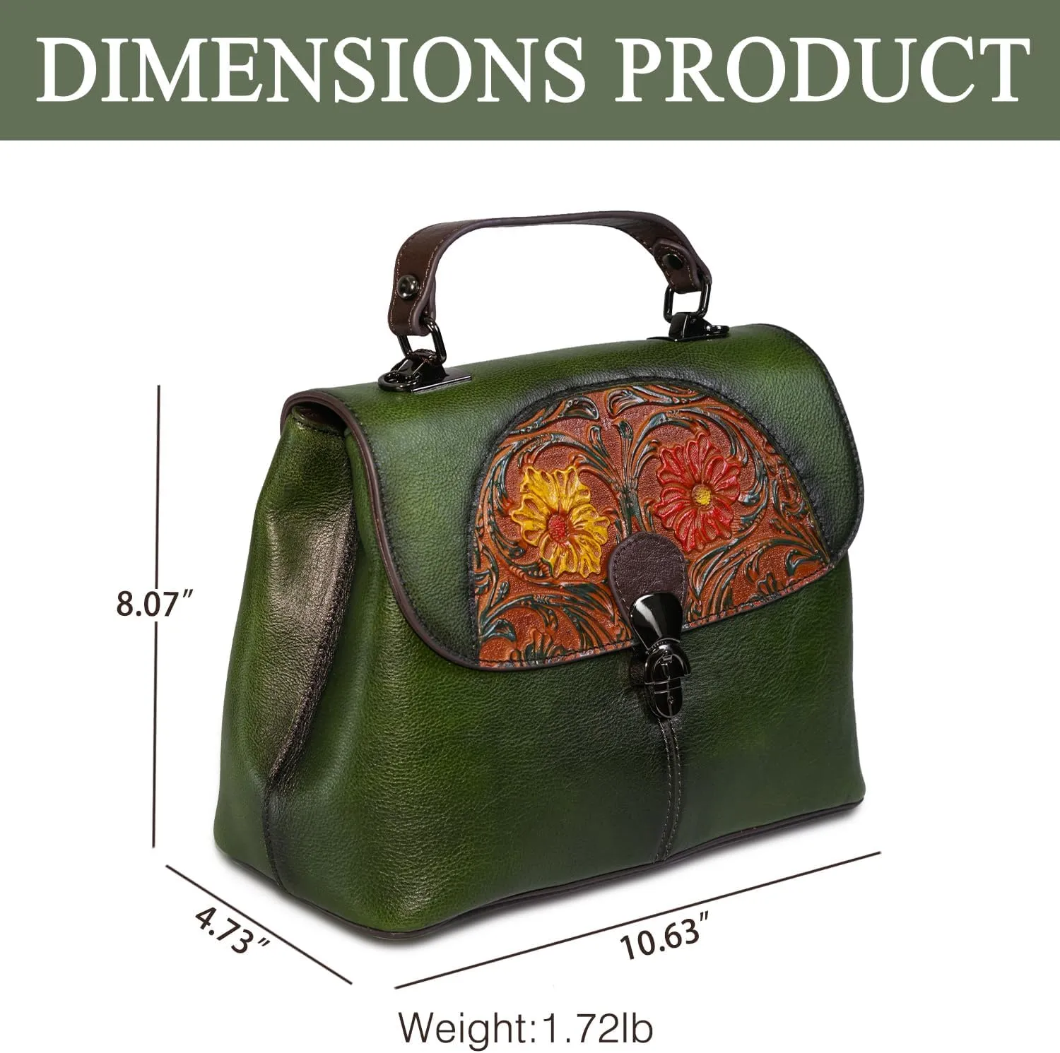 Genuine Leather Satchel for Women Top Handle Bags Handmade Purse Vintage Embossed Leather Crossbody Handbags Hobo Bag