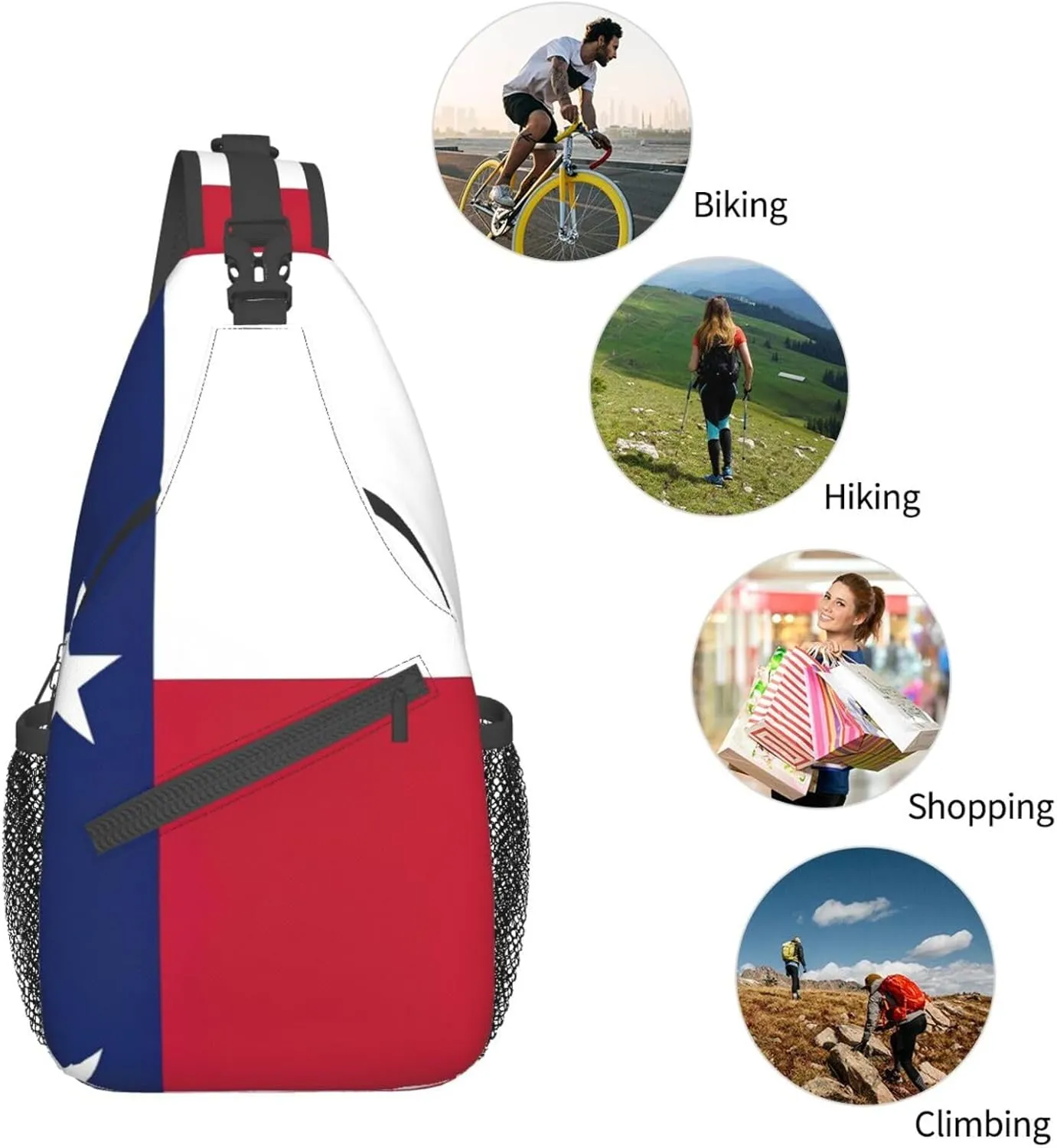 GeRRiT Texas State Flag Print Small Backpack Sling Bag For Women Men, Chest Bag Daypack Crossbody For Travel Sport, SB-122