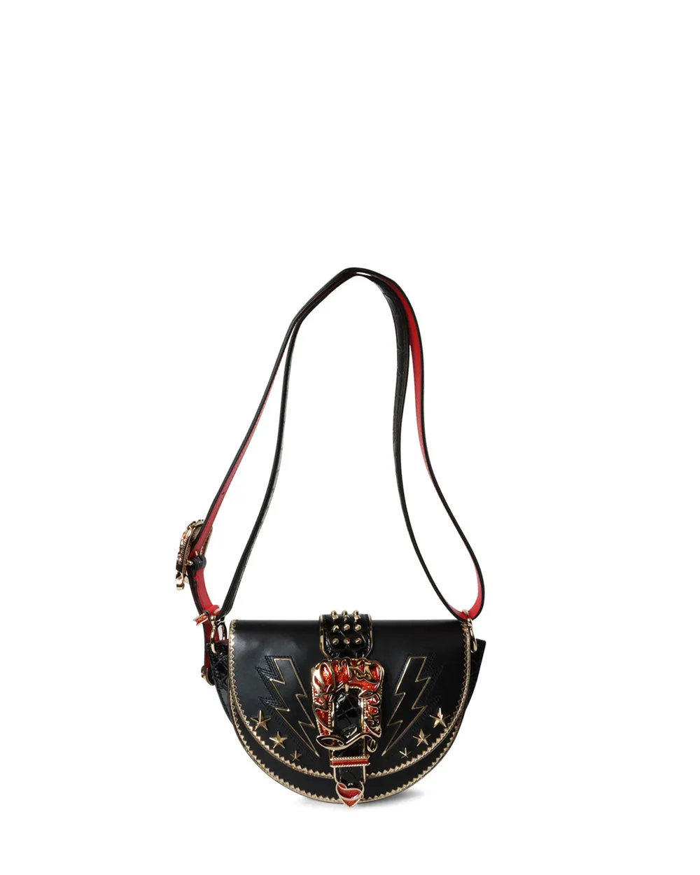 Giddy Buckle Crossbody Bag in Black