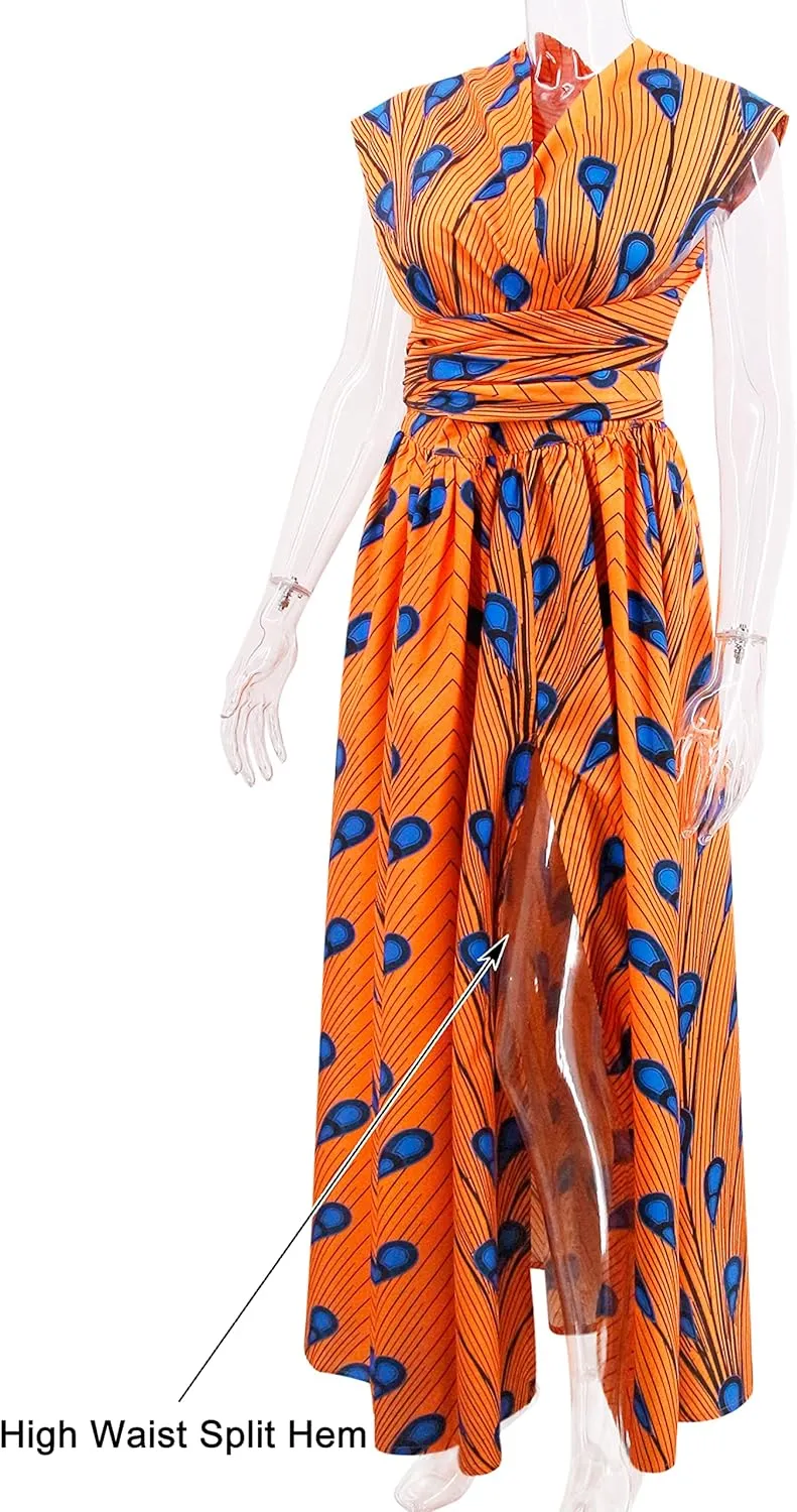 Giovacker Women's African Print Casual Party Dress Dashiki Traditional Costume