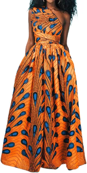 Giovacker Women's African Print Casual Party Dress Dashiki Traditional Costume