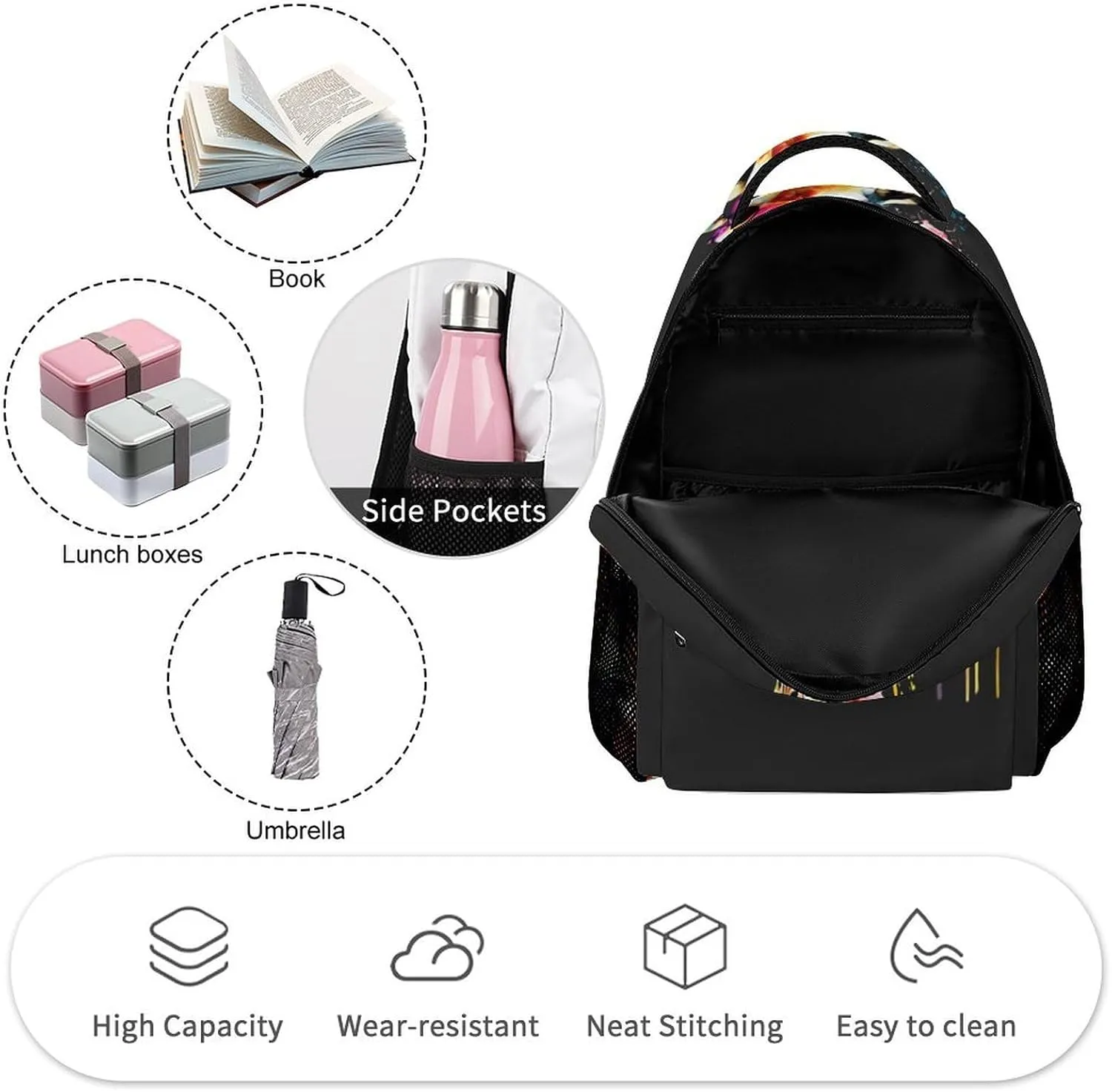 Giraffe Backpack for Kids Girls Boys School, 16 Inches Cute Giraffes Theme Bookbag, Adjustable, Lightweight, Large Capacity, Colorful Daily Casual Backpacks