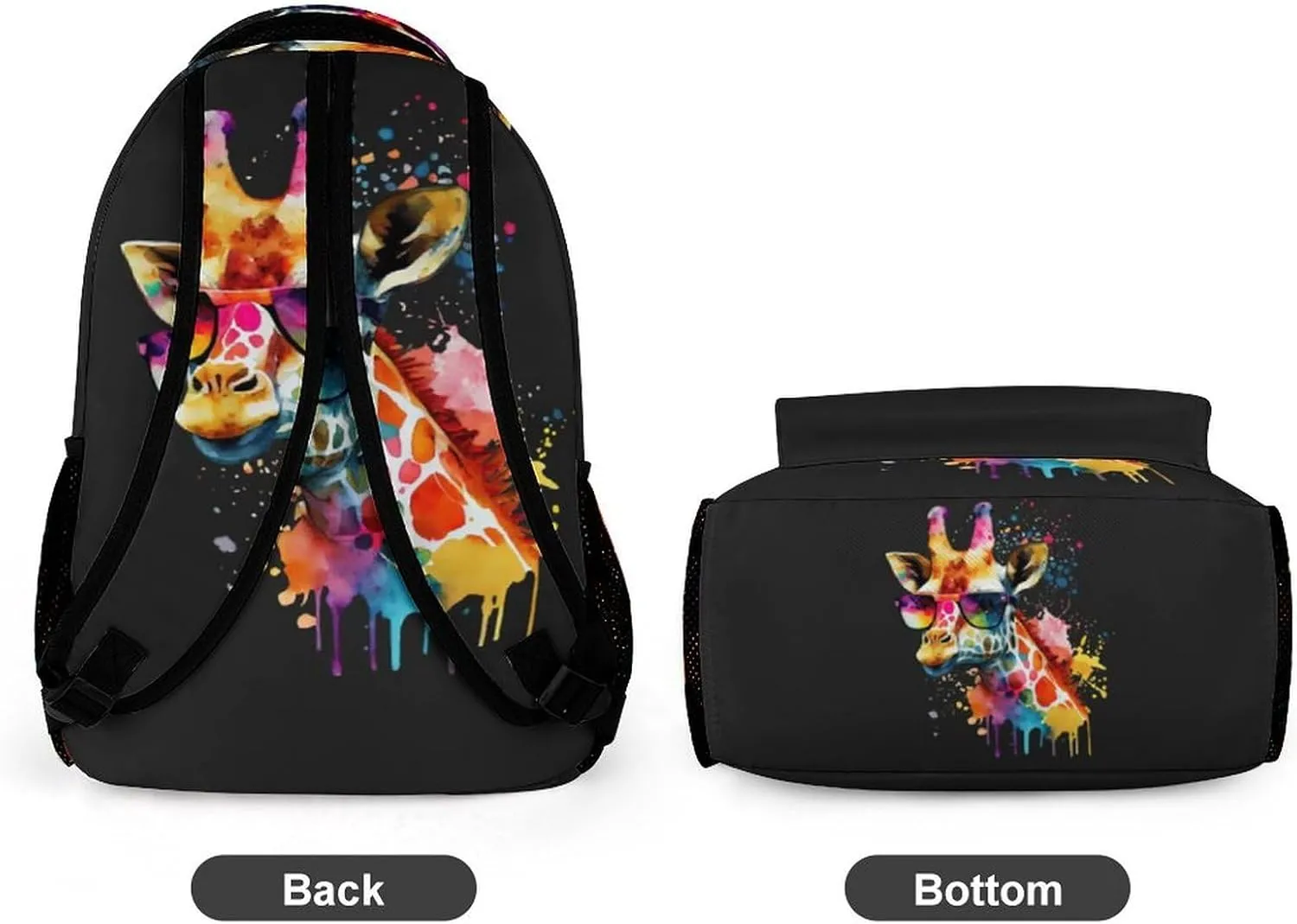 Giraffe Backpack for Kids Girls Boys School, 16 Inches Cute Giraffes Theme Bookbag, Adjustable, Lightweight, Large Capacity, Colorful Daily Casual Backpacks