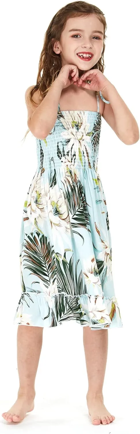 Girl Hawaiian Elastic Top Strap Dress in Wispy Cereus