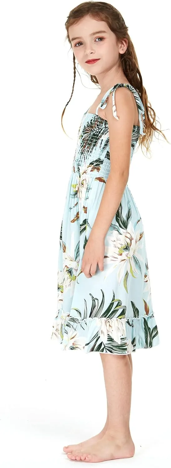 Girl Hawaiian Elastic Top Strap Dress in Wispy Cereus
