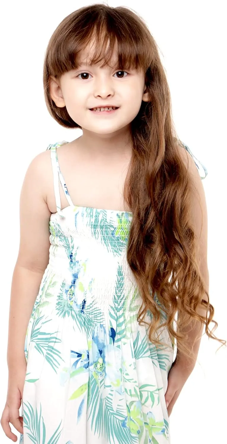 Girl Hawaiian Elastic Top Strap Dress in Wispy Cereus