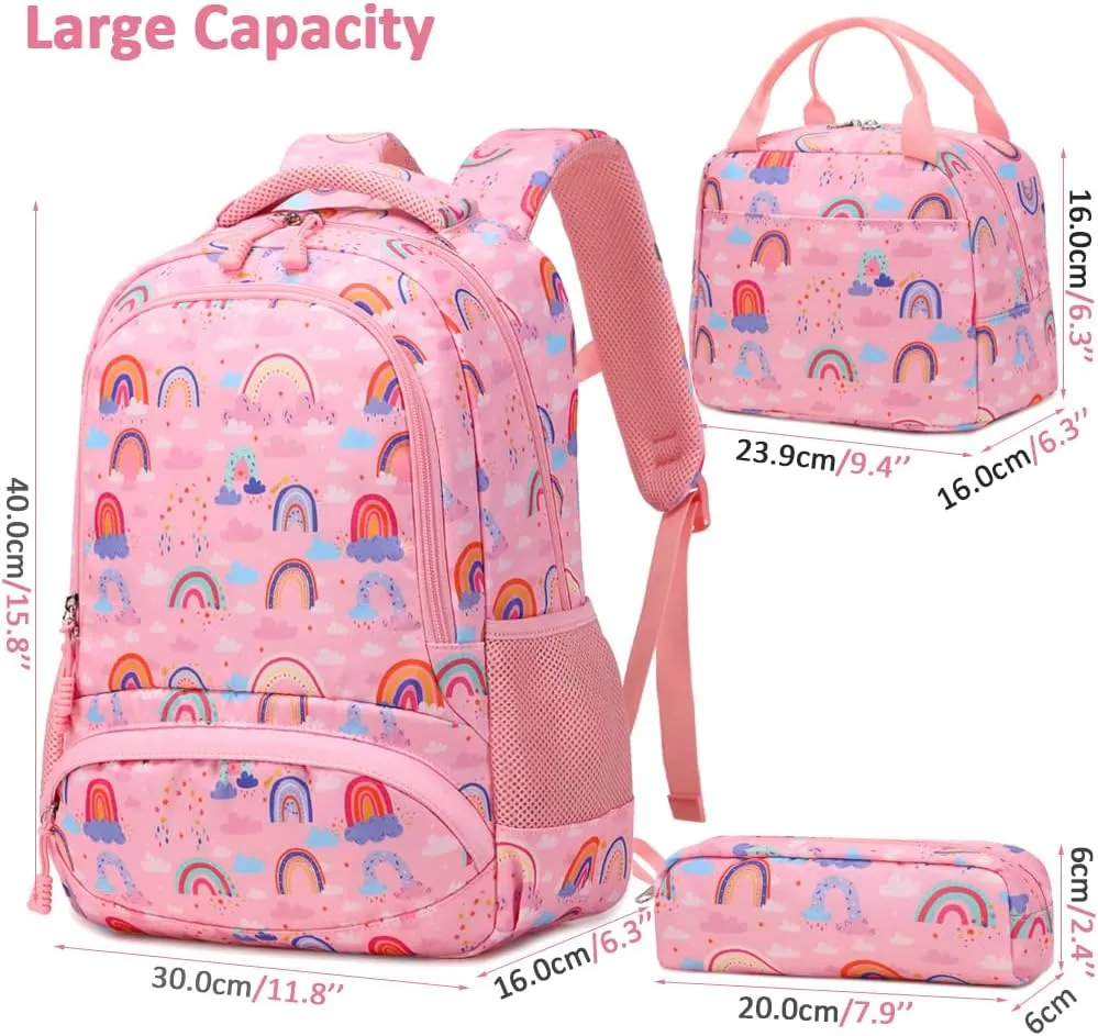 Girls Backpack for Elementary Kids School Bookbag Set Cute Unicorn Backpacks for Girls Water Resistant