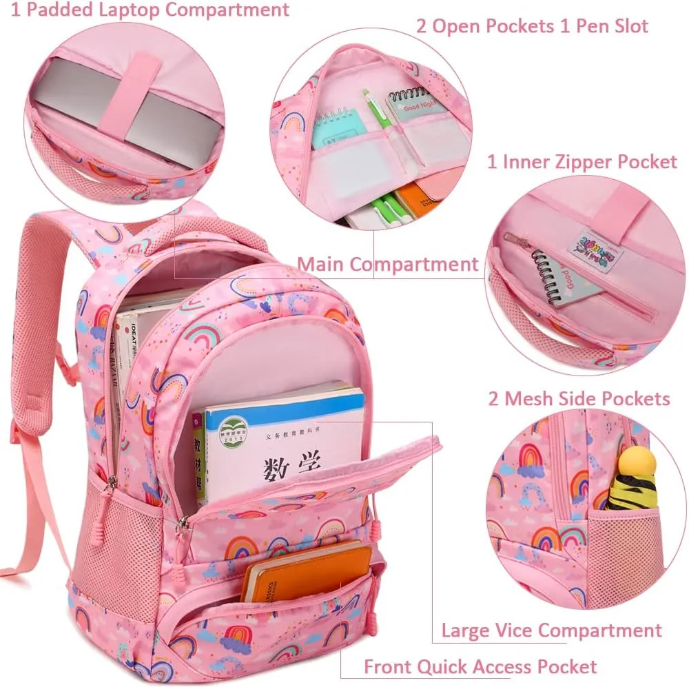 Girls Backpack for Elementary Kids School Bookbag Set Cute Unicorn Backpacks for Girls Water Resistant